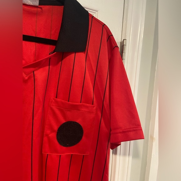 Score Size Adult M Short Sleeve Red Black Stripe Soccer Football Referee Jersey - Picture 3 of 10